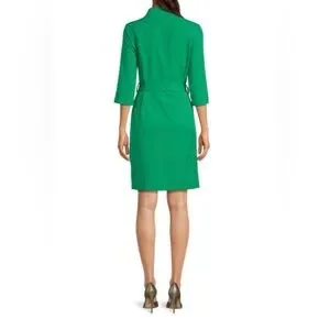 Sharagano Front Zip Sheath Dress, 4 / Green